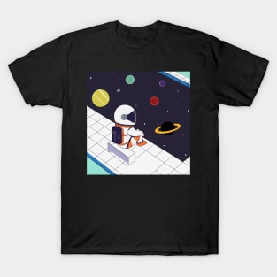 Spaceception: When the Universe Reflects on Itself in Water T-Shirt